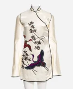 Alexa Demie Tv Series Euphoria S03 Maddy Perez White Silk Crane Print Kimono Dress