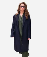 Amanda Peet NYC 2026 Wool Long Coat - Navy Blue