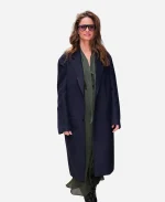 Amanda Peet New York City 2026 Navy Blue Wool Long Coat