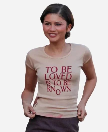 American Actress Zendaya 2026 To Be Loved Is To Be Known Beige T-Shirt 