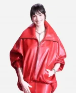 Andy Sachs The Devil Wears Prada 2 South Korea Premiere 2026 Anne Hathaway Red Oversized Leather Jacket