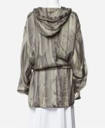 Anne Hathaway The Devil Wears Prada 2 Grey Satin Striped Jacket