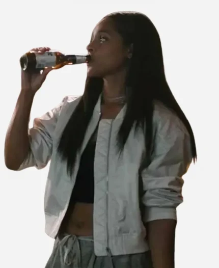 Ash Santos Tv Series Marshals S01 Andrea Cruz White Satin Bomber Jacket