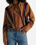 Ashley Puzemis Days of Our Lives 2026 Holly Jonas Multicolor Striped Suede Jacket