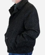 Astrakhan Persian Winter Warm Black Lamb Fur Bomber Jacket