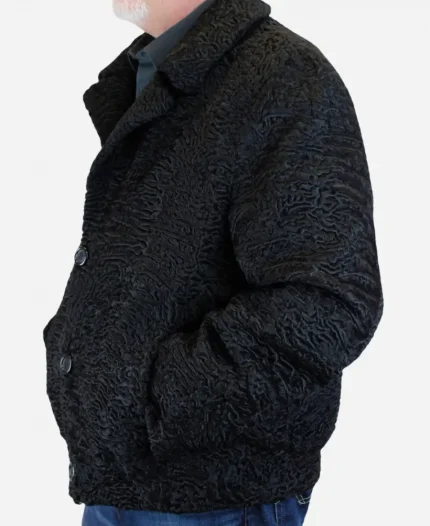Astrakhan Persian Winter Warm Black Lamb Fur Bomber Jacket