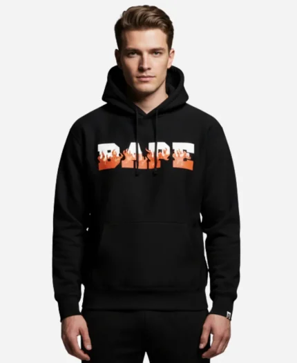 BAPE 2026 Flame Letter Print Black Hooded Sweatshirt