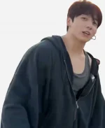 BTS Jungkook Lựu Dạn SS26 Washed Out Zip Up Hoodie
