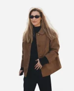 Bella Hadid MFW 2026 Suede Jacket
