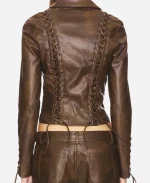 Belle Skinner Marshals 2026 Brown Lace Up Leather Jacket