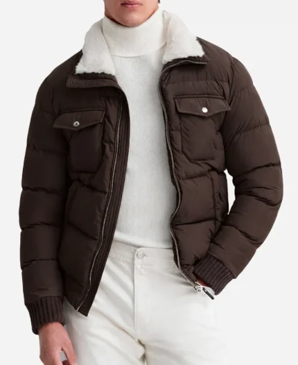 Ben Levi Ross Tv Series Elsbeth S03 2025 Teddy Tascioni Brown Puffer Jacket