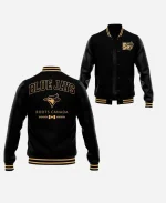 Blue Jays 50th Anniversary Merch Black Leather Bomber Varsity Jacket