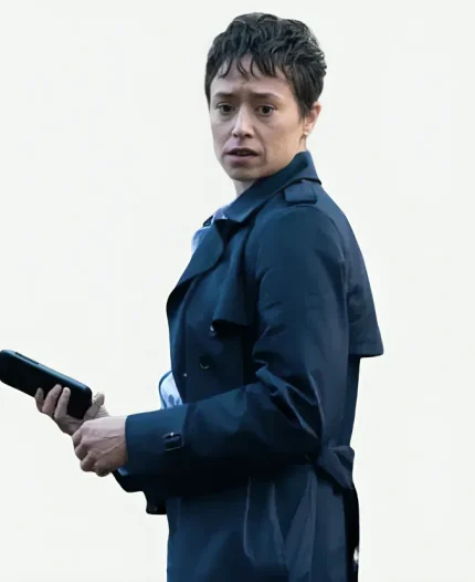 Briana Venskus Tracker S03 Blue Cotton Trench Coat