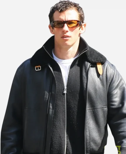 Callum Turner NYC Shearling Leather Jacket