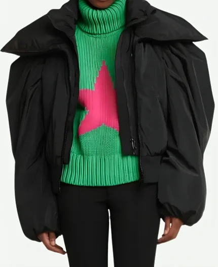 Camille Tv Series Emily In Paris S04 Camille Razat Black Padded Ski Jacket