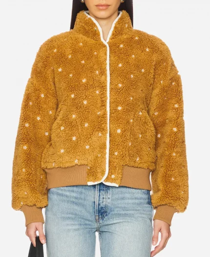 Carey Mulligan TV Series Beef S02 Lindsay Crane-Martín Sherpa Brown Fleece Floral Jacket 