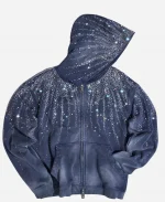 Carmelo TV Series The Fall and Rise of Reggie Dinkins 2026 Jalyn Hall Blue Embellished Hoodie