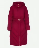 Carrie Preston Elsbeth S03 Elsbeth Tascioni Pink Quilted Hooded Puffer Coat
