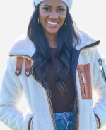 Charity Lawson TV Series The Bachelorette S20 White Sherpa Jacket