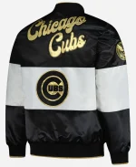 Chicago Cubs Black and White Full-Snap Varsity Jacket For Sale