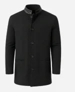 Chris Hemsworth Movie Crime 101 2026 Davis Black Wool Coat