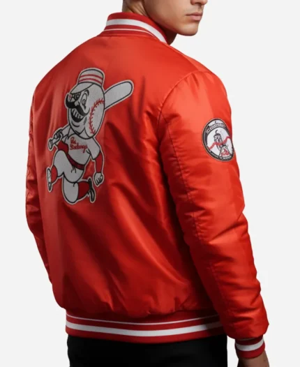 Cincinnati Reds Retro Classic Rib Orange Bomber Jacket