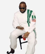 Coachella 2026 Davido Green Stripe White Track Suit 