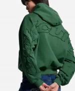 Cold Culture Distress Curved Hoodie In Green