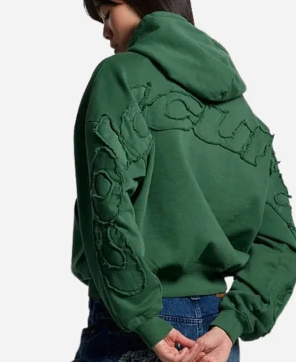 Cold Culture Distress Curved Hoodie In Green