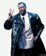 Colman Domingo Late Night with Seth Meyers S13 Black Leather Trench Coat