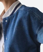 Colorblock Blue Denim Varsity Jacket - Starter