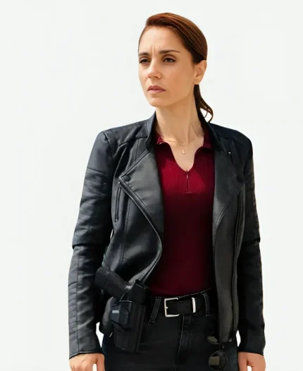 Cristiana Dell’Anna Tv-Series A Taste for Murder 2026 Lara Sarrancino Black Leather Biker Jacket
