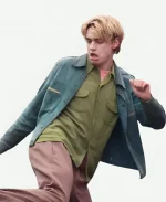 Deacon Phillippe Movie 4 Kids Walk Into a Bank 2026 Blue Suede Leather Jacket