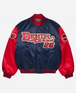 Denim Tears 2026 Baseball Navy & Red Satin Varsity Jacket