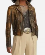 Diana Silvers NY Fashion Week 2026 Leather Jacket - Brown