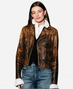 Diana Silvers NYFW 2026 brown Leather Jacket