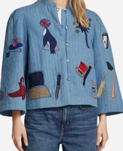 Dilly Carter Tv Series Sort Your Life Out S06 Blue Quilted Whale Print Jacket