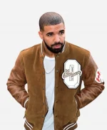 Drake Brown Suede Leather Jacket - For Sale