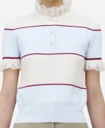 Eleanor Imperfect Women 2026 Lace Ruffle Stripe Polo Shirt
