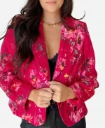Eva Munoz TV Series Matlock S02 Justina Machado Pink Silk Floral Print Blazer