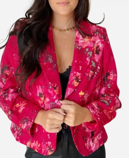 Eva Munoz TV Series Matlock S02 Justina Machado Pink Silk Floral Print Blazer