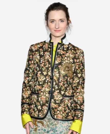 Grace Gummer Petar Petrov FW26 Dries Van Noten Floral Satin Crop Jacket