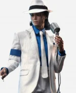 Jaafar Jackson Michael 2026 Premiere Thriller White Pinstripe Suit