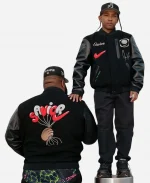 Jae Tips Savior Nike Destroyer Black Wool & Leather Varsity Jacket