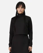 Jenna Ortega TV Series Wednesday S02 Wednesday Addams Black Cropped Sweatshirt