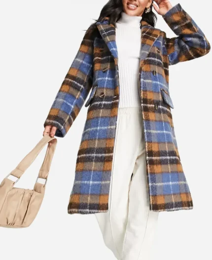 Jessie TV Series Starstruck S03 Rose Matafeo Blue Plaid Coat