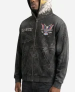 Jim Jones Eagle Head Black Zipper Hoodie