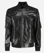 John Legend The Voice Crocodile Black Bomber Leather Jacket