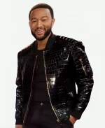 John Legend The Voice Crocodile Black Jacket