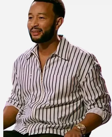 John Legend The Voice S29 Striped Zip-Up Shirt